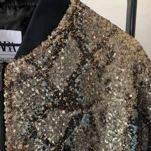Faux Snake Sequin Bomber Jacket